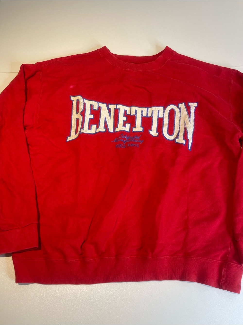 United Colors Of Benetton Bright Red Crewneck Sweatshirt with Embroidered Logo